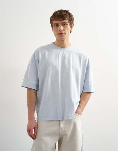 Topman Topman boxy fit t-shirt in washed blue