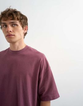 Topman Topman boxy fit T-shirt in washed burgundy-Red