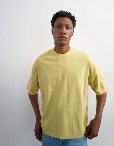 Topman Topman boxy fit T-shirt in washed yellow