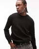Topman Topman brushed knitted crew neck sweater in black - 1