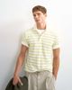 Topman Topman classic fit crochet striped polo in ecru-Green - 1