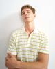 Topman Topman classic fit crochet striped polo in ecru-Green - 3