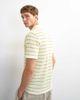 Topman Topman classic fit crochet striped polo in ecru-Green - 4