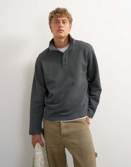 Topman Topman classic fit funnel neck sweatshirt in washed black