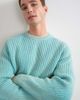 Topman Topman classic fit plaited fisherman knit sweater in teal-Green - 3