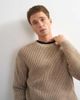 Topman Topman classic fit plated fisherman knit sweater in oatmeal-Brown - 4