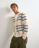 Topman Topman classic fit sheer knit cardigan with check in ecru-White - 1