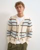 Topman Topman classic fit sheer knit cardigan with check in ecru-White - 3
