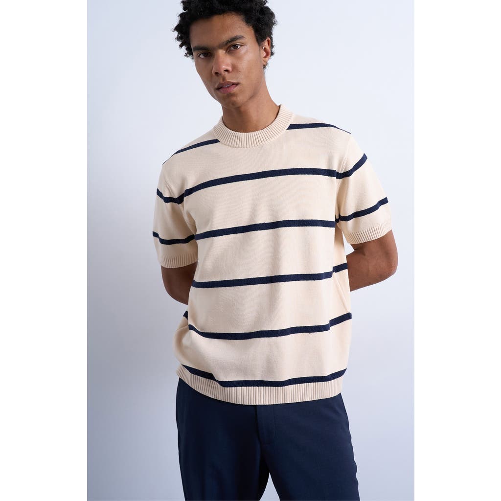 Topman Topman Classic Fit Stripe Short Sleeve Sweater