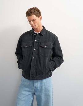 Topman Topman classic fit western denim jacket in washed black