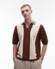 Topman Topman color block knit camp collar polo shirt in sage & neutral-Multi - 1