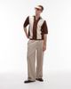 Topman Topman color block knit camp collar polo shirt in sage & neutral-Multi - 2