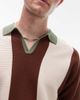 Topman Topman color block knit camp collar polo shirt in sage & neutral-Multi - 4