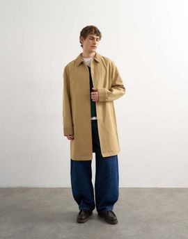 Topman Topman corduroy collar car coat in camel-Neutral