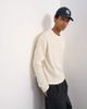 Topman Topman cropped fit long sleeve heavyweight waffle T-shirt in ecru-White - 1