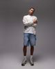 Topman Topman denim carpenter shorts in light wash blue - 1