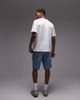 Topman Topman denim carpenter shorts in light wash blue - 4
