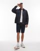 Topman Topman denim straight leg jorts in raw-Navy - 1