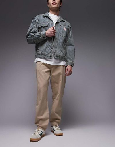Topman Topman essential baggy washed pants in stone-Neutral