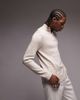 Topman Topman essential knitted 1/4 zip sweater in stone-Neutral - 4