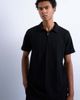 Topman Topman jersey zigzag polo top in black - 1
