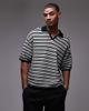 Topman Topman knit striped polo in monochrome-Multi - 1