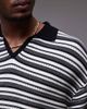 Topman Topman knit striped polo in monochrome-Multi - 2