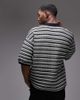 Topman Topman knit striped polo in monochrome-Multi - 3