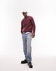 Topman Topman knit sweater with all-over diamond geo in burgundy-Red - 4