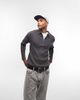 Topman Topman knitted rib polo in charcoal-Gray - 1