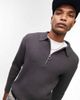 Topman Topman knitted rib polo in charcoal-Gray - 3