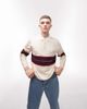 Topman Topman knitted rugby polo with stripe in ecru & pink-Multi - 1