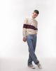 Topman Topman knitted rugby polo with stripe in ecru & pink-Multi - 3