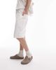 Topman Topman longline carpenter denim short in ecru-Neutral - 2
