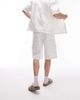 Topman Topman longline carpenter denim short in ecru-Neutral - 4