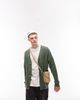 Topman Topman mix stitch cardigan in sage green - 1