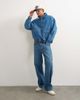 Topman Topman oversized fit denim jacket with funnel neck in mid wash-Blue - 2