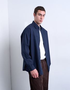 Topman Topman oversized fit formal shirt in navy