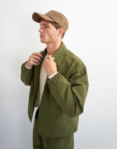 Topman Topman oversized fit nylon ripstop harrington jacket in green