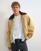 Topman Topman oversized fit real suede jacket with shearling collar in butter yellow - 1