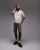 Topman Topman pointelle knit polo shirt in stone-Neutral - 2