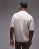 Topman Topman pointelle knit polo shirt in stone-Neutral - 4