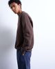Topman Topman premium heavyweight sporty raglan sweatshirt with raw seam in brown - 2