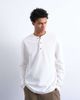 Topman Topman premium relaxed fit heavyweight waffle henley in ecru-White - 1