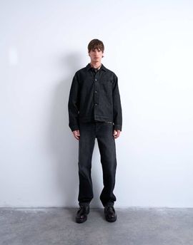 Topman Topman raw denim jacket in black