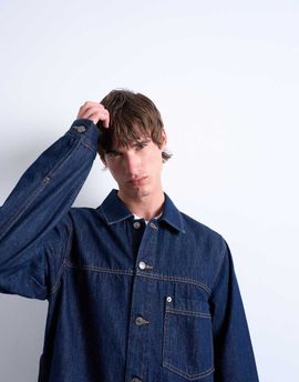 Topman Topman relaxed denim jacket in raw-Blue