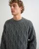 Topman Topman relaxed fit cable knit sweater in charcoal-MULTI - 2