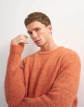 Topman Topman relaxed fit crewneck knit sweater in orange