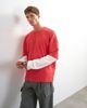 Topman Topman relaxed fit crop layered T-shirt with waffle sleeves in washed red - 1