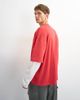 Topman Topman relaxed fit crop layered T-shirt with waffle sleeves in washed red - 2